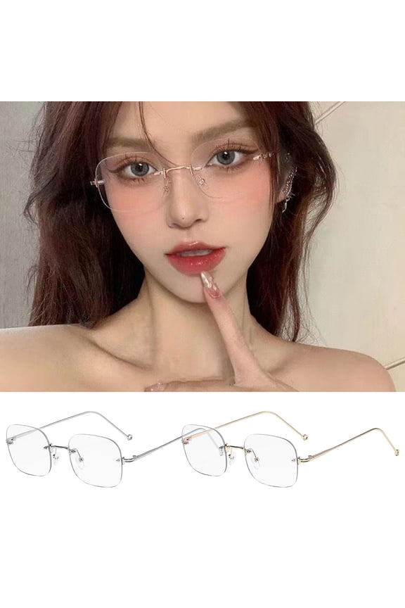 Blue Light Blocking Glasses Unisex Large Frame Rimless Clear View Strong Hinge Transparent Eye Protection Clear Bluelight Glasses Spectacles Eyewear