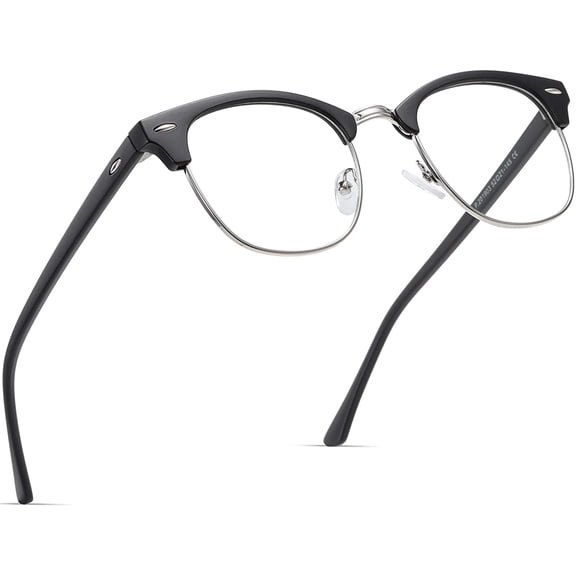 Blue Light Blocking Glasses Vintage Half Frame UV Clear Lens Anti Eyestrain Computer Gaming for Women Men