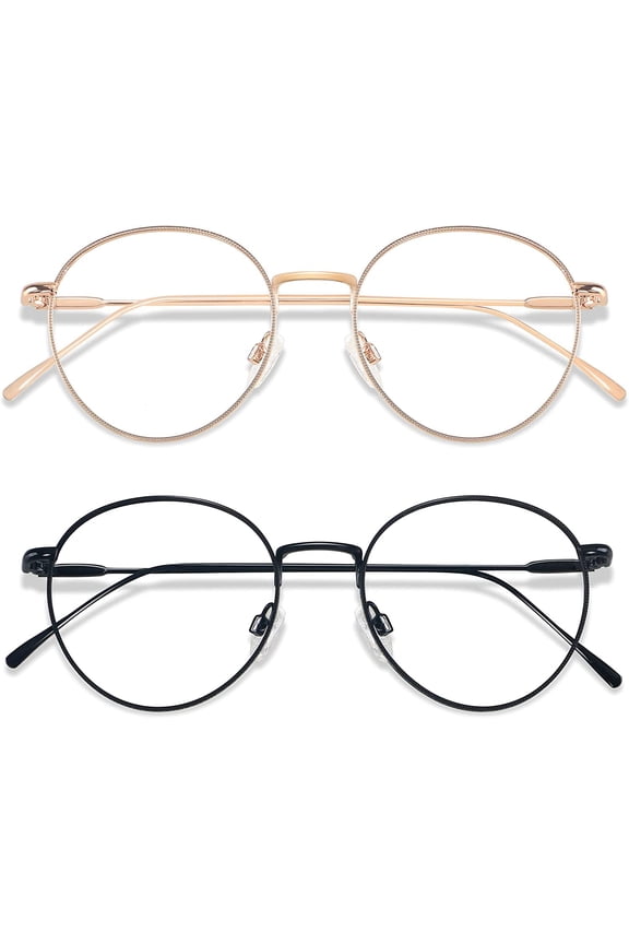 Blue Light Blocking Glasses Women Men Small Face Computer Clear Bluelight Blocker Super Lightweight Metal Frame Round