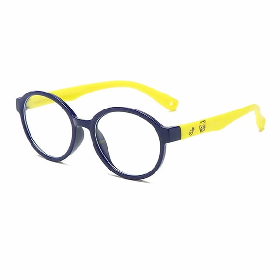 Emovendo Kid's Blue Light Blocking UV Protection Oval Computer Glasses for Gaming, Deep Blue-Yellow