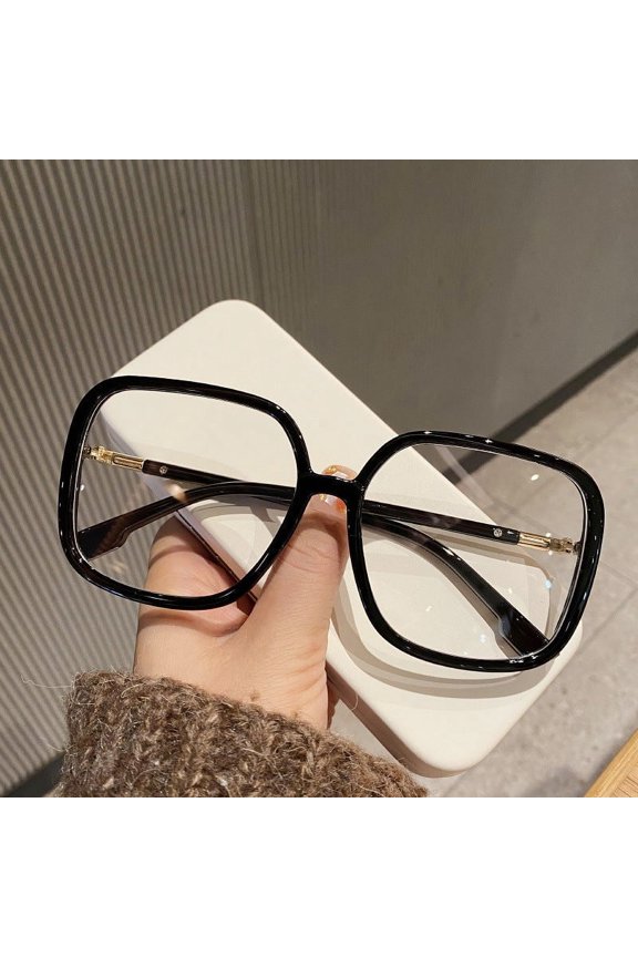 Blue Light Blocking Glasses for Round Faces Metal Frame Eyewear Resin Lens Full Frame Box Glasses Black and Transparent Frame Options