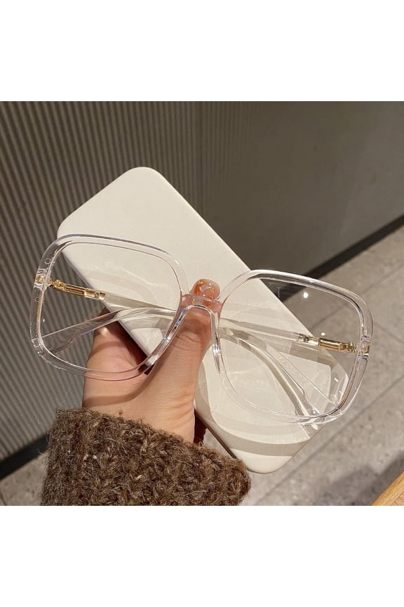 Blue Light Blocking Glasses for Round Faces Metal Frame Eyewear Resin Lens Full Frame Box Glasses Black and Transparent Frame Options