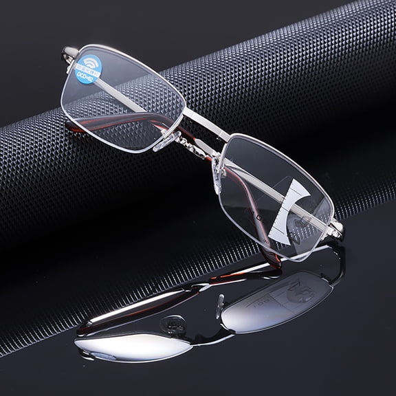 Reading Glasses for Women Men Under $10, Blue Light Blocking Progressive Bifocal, Foldable Metal Frame, Computer Readers - Anti Glare Multifocus with Smart Focus Transition,Magnification2.5 Silver