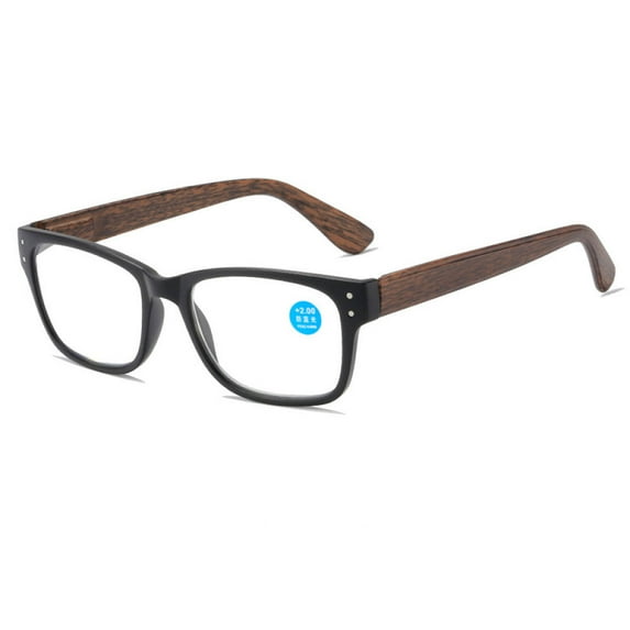 Blue Light Blocking Reading Glasses 2.00 for Women and Men, HD Comfortable Spring Hinge Presbyopic Glasses, Brown Wood Grain Rectangle Readers +2.00