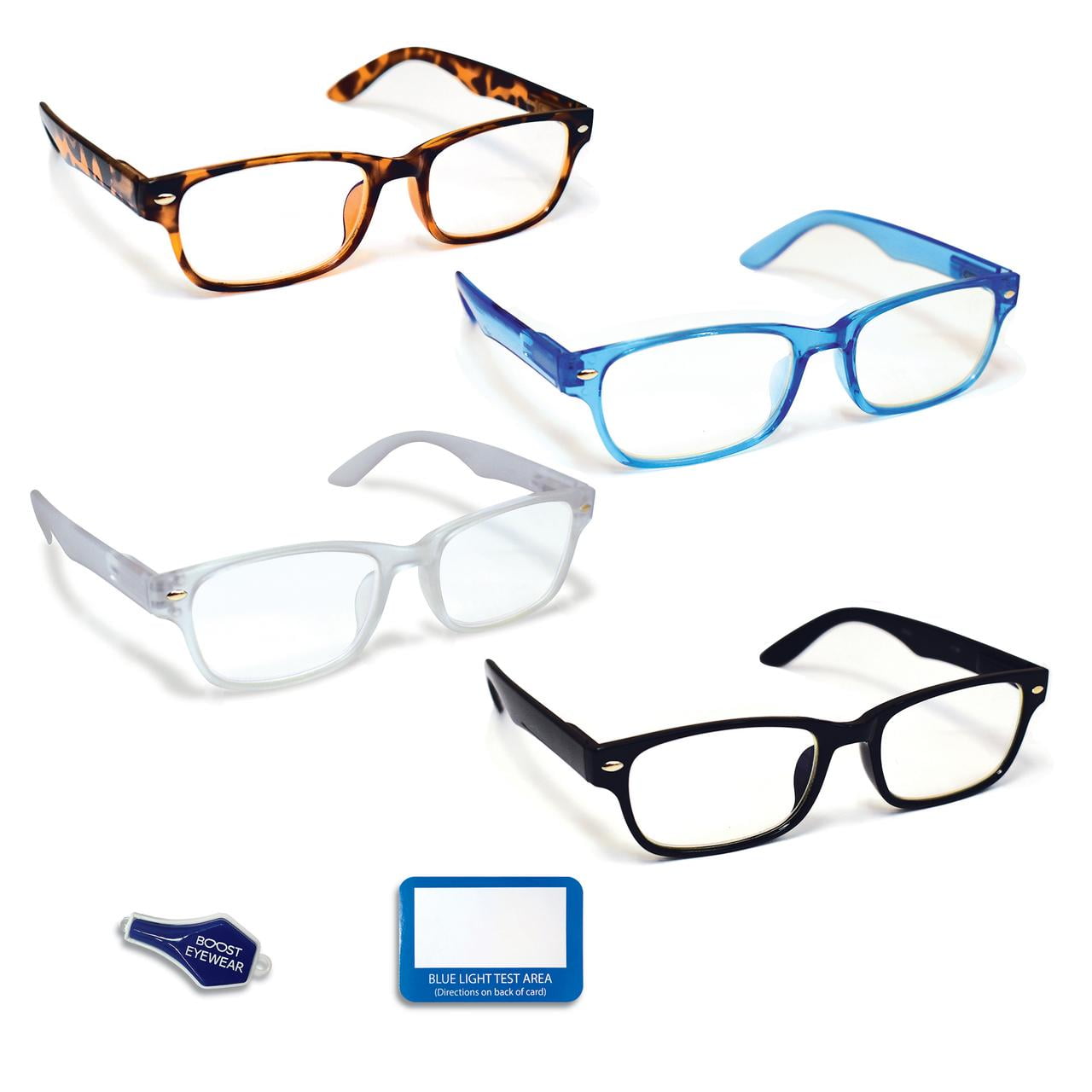 Blue Light Blocking Reading Glasses, 4 Pack, by BOOST EYEWEAR ...