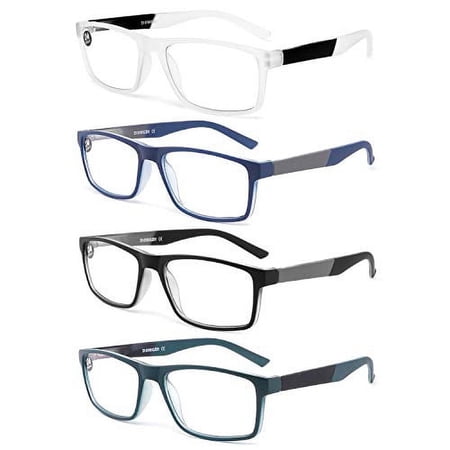 Blue Light Blocking Reading Glasses 4 Pack Computer Readers for Women Men,Anti Glare UV Ray Filter Eyeglasses +1.00