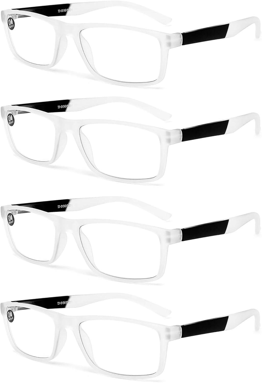 DPhealth 4-Pack Blue Light Blocking Reading Glasses – +3.00 Strength – Men Women