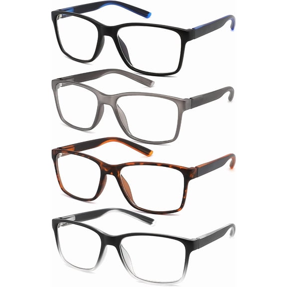 Blue Light Blocking Reading Glasses for Men 4-Pack Stylish Computer Readers with Spring Hinges,Anti Glare/Eye Strain Filter UV Ray Lightweight Reader Eyeglasses,+2.5 Magnification Strength