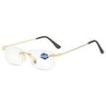 thumbnail image 1 of Blue Light Blocking Rimless BIFOCAL Reading Glasses 1.00 for Men and Women, Rectangle Presbyopic Glasses Metal Frameless Gold Readers +1.00, 1 of 5
