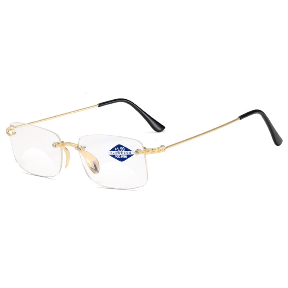 Blue light blocking rimless bifocal reading glasses 1 50 for men and