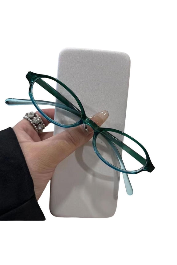 Blue Light Blocking Small Oval Reading Glasses, Retro Narrow Frame Eyewear, Lightweight Anti-Fatigue Computer Glasses for Screen Use & Street Style(Blue)