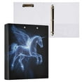 thumbnail image 1 of Blue Light Effect Pegasus 3 Ring Hardcover Binders 1.5in Round Rings for Letter-Size Folder Paper Organizer Pockets for Office Student Recipe, 1 of 9
