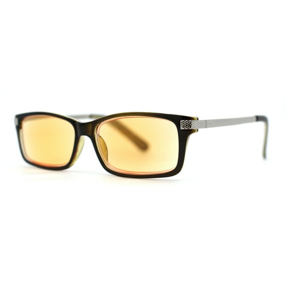 Blue Light Filter Light Tint Lens Narrow Rectangular Reading Glasses Green Silver +1.25