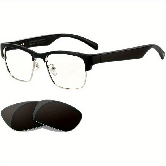 Blue Light Filter Smart Glasses, Low Latency Audio, Touch Control, Built-in Mic & Speaker, AI Voice Supported for Movies Learning Daily Use