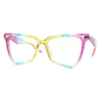 Blue Light Filtering Lens Glasses Geometric Irregular Square Purple Blue Yellow