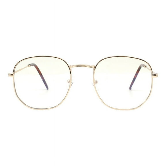 Blue Light Filtering Lens Glasses Soft Square Hipster Style Metal Frame Gold