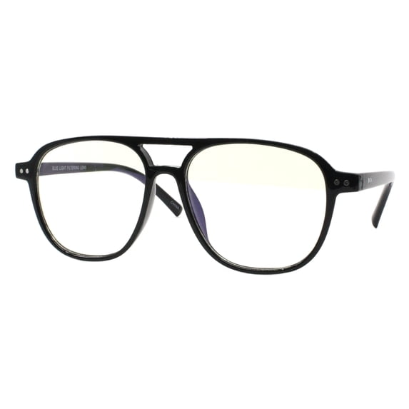 Blue Light Filtering Lens Glasses Unisex 70's Style Square Flat Top Frame Black