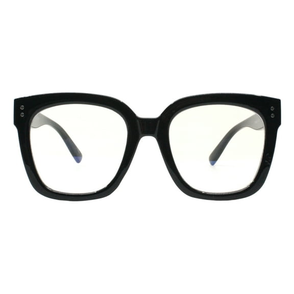 Blue Light Filtering Lens Glasses XL Oversized Square Frame Unisex Black