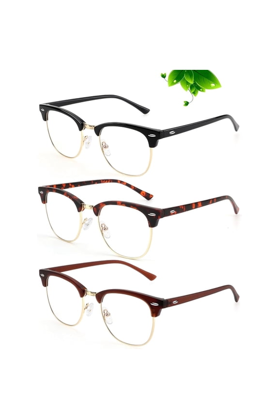 Blue Light Glasses Men Anti Eyestrain Lightweight Computer Gaming Blue Light Blocking Glasses for Women UV400 (3 Pack)