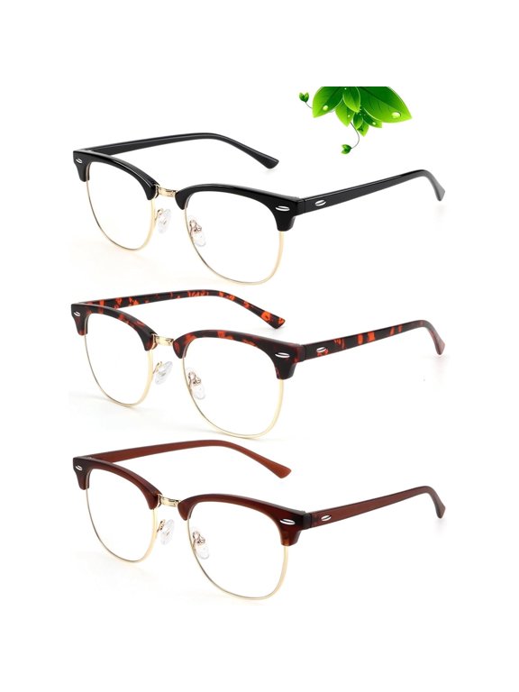 Blue Light Glasses Men Anti Eyestrain Lightweight Computer Gaming Blue Light Blocking Glasses for Women UV400 (3 Pack)