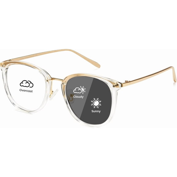 Blue Light Glasses Photochromic Lens for Women, Fashionable Computer Glasses Office Reduce Eye Anti for Working Reading