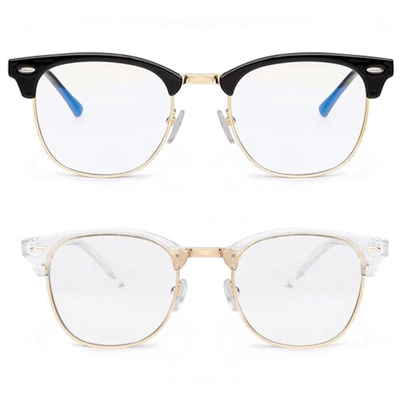 ANYLUV Blue Light Glasses for Women and Men,Semi Rimless Computer Glasses 2 pack