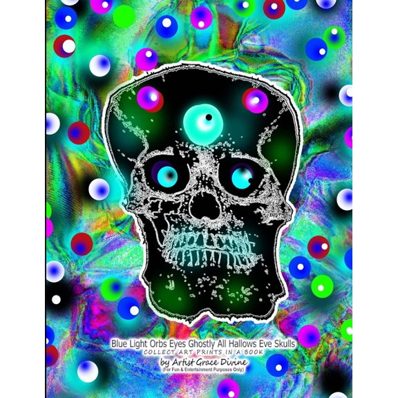Blue Light Orbs Eyes Ghostly All Hallows Eve Skulls Collect Art Prints In A Book