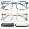 thumbnail image 1 of Blue Light Reading Glasses Women - Square Cheater Magnifying Readers Men Blue Ray Eyeglasses Oversized 2-Pack +2.0 strength, 1 of 5