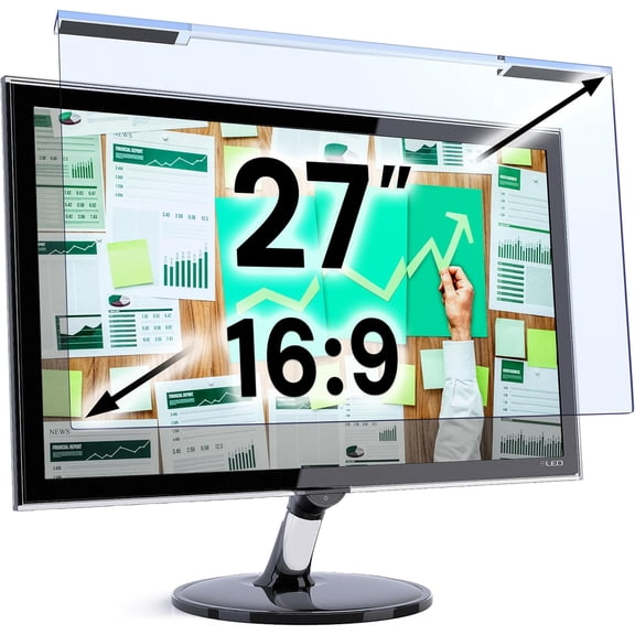 Blue Light Screen Protector for 27 Inch Computer Monitor and Laptop Anti-UV Blue Light Blocking Film for Desktop PC, Eye Protection Filter, 24" x 14", 1 Pack