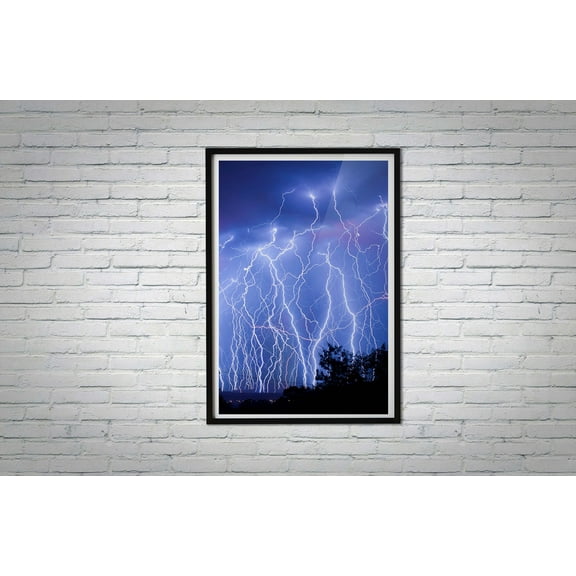 Blue Lightning Strike Storm Light Lightning Strike Poster -Office and Home Decorations | Wall Art,Interior wall decoration,art deco, frameless 12x16inch