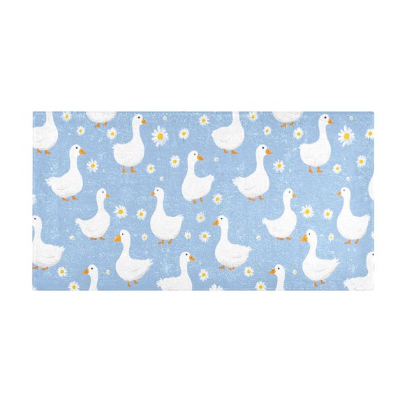 Blue Lily Floret Pattern Bath Mat 39x20 Inch Soft Absorbent Non-Slip Plush Bathroom Rug for Floor