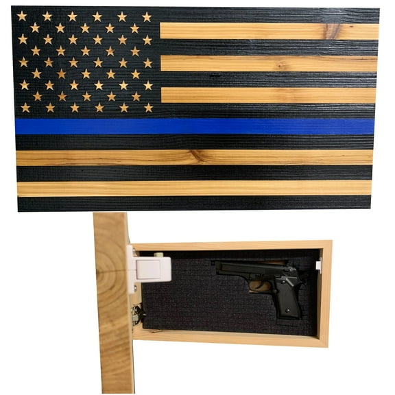 Blue Line American Flag Hidden Storage for Police Officers by Bellewood Designs