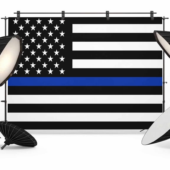 Blue Line American Flag Photography Backdrop 7x5FT, White Black Stripes Vintage Photo Backdrops, Background for Photography Studio Photo Studio Background, Back Drop for Photoshoot