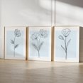 thumbnail image 1 of Blue Line Flower Art Prints Botanical Wall Decor Set 3 Unframed Paper Print 16x24, 1 of 3