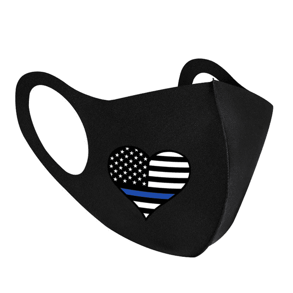 Blue Line Heart Mask