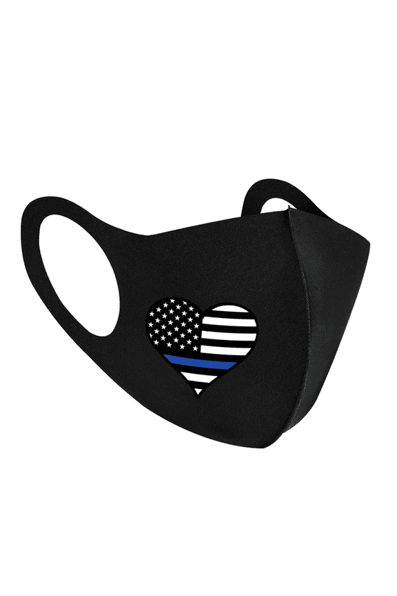 Blue Line Heart Mask