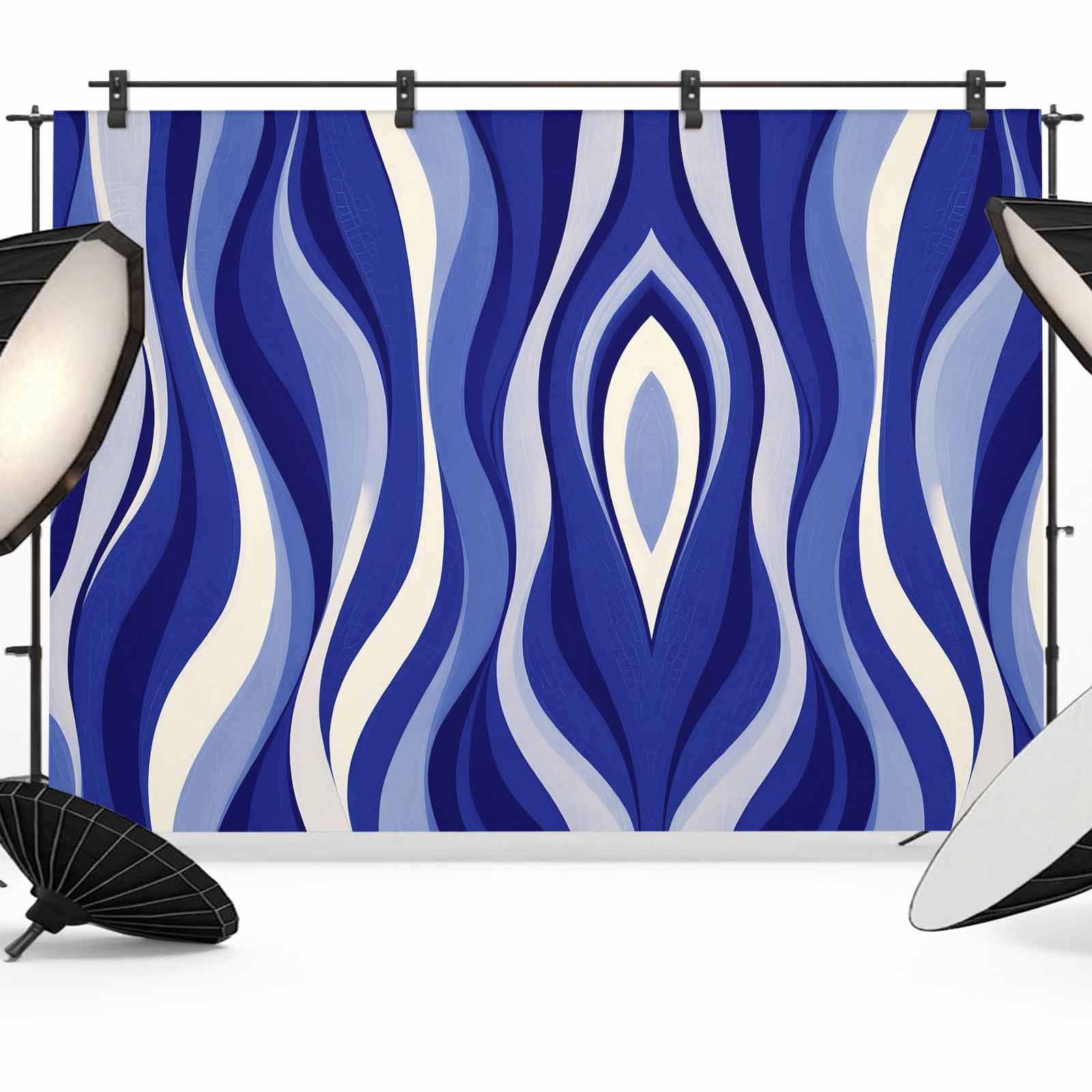 Blue Line Photography Backdrop 7x5FT, Gradient Abstract Twisted Wave Photo Backdrops, Background for Photography Studio Photo Studio Background, Back Drop for Photoshoot