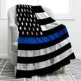 thumbnail image 1 of Blue Line Police Blanket United States Police Flag Print Gifts for Men Boy Dad Husband Son Adult Home Bedroom Living Room Decor Soft Cozy Lightweight Plush Throw Blankets 50"x60", 1 of 6