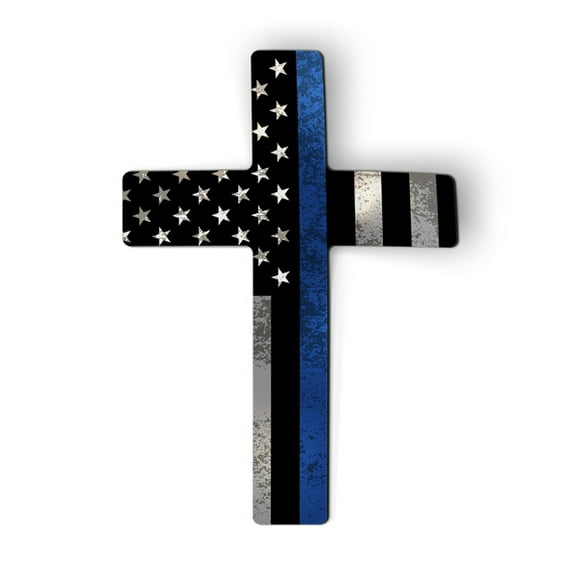 Blue Line Police Cross - 6" Magnet for Car Locker Refrigerator