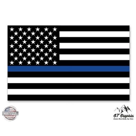 Blue Line Police Honor Flag Oval Subdued - 12" Vinyl Sticker Waterproof Decal