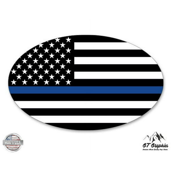 Blue Line Police Honor Flag Subdued - 8" Vinyl Sticker - For Car Laptop I-Pad - Waterproof Decal