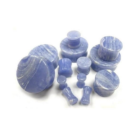 Blue Line Stone Organic Double-Sided Flare Gauges/Plugs/Tunnels 30mm 2 Piece (1 Pair) (B/4/1/4)