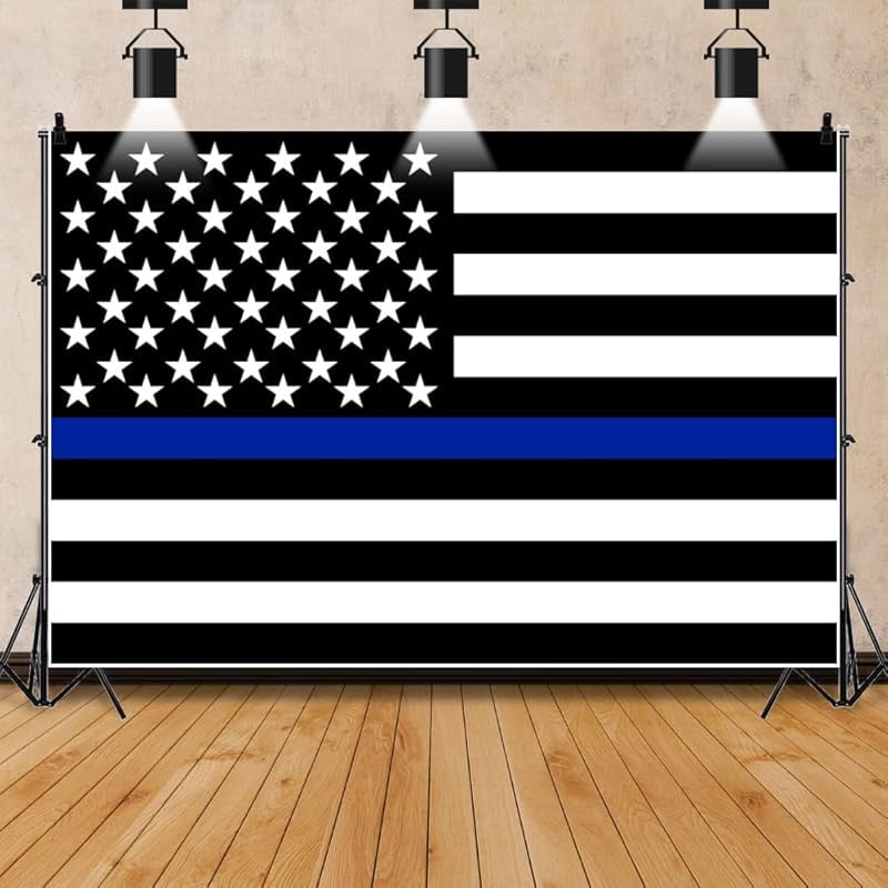 Police Blue Backdrop Blue Line USA Flag Backdrop Police Flag Black White and Blue Backdrop ...