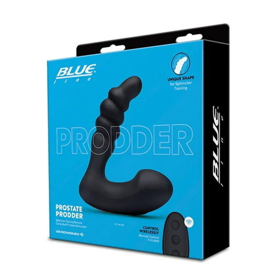Blue Line Vibrating Prostate Prodder w/Remote - Black,Electric EEL