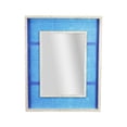 thumbnail image 1 of Blue Linear Print Distressed White Raised Lip Double Framed Accent Mirror, 1 of 8