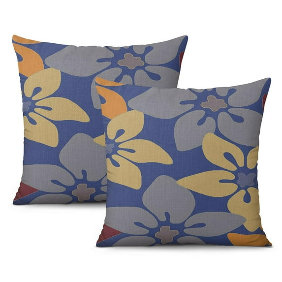 Blue Linen Decorative Pillow Covers - Set of 2, 16x16inch - Perfect for Modern Farmhouse and Boho Outdoor Living Room or Sofa