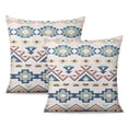 thumbnail image 1 of Blue Linen Decorative Throw Pillow Covers - Modern Farmhouse Boho Style, Set of 2, 18x18 inch - Perfect for Outdoor and Living Room Spaces, 1 of 7
