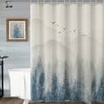 thumbnail image 1 of Blue Linen Shower Curtains for Bathroom Foggy Pine Tree Mountain Woodland Landscape Foggy Plants Smokey Blue Grey Pine Tree Linen Shower Curtain Set for Bathroom Bath Decor, 72x72, Light Blue, 1 of 1