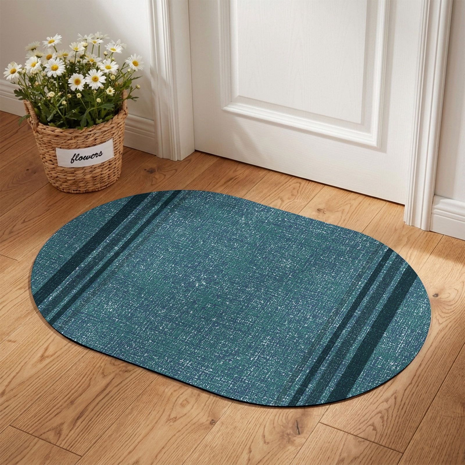 Rusty House Texture Blue Linen Texture Diatomaceous Earth Bath Mat, Rustic Black Stripes ...