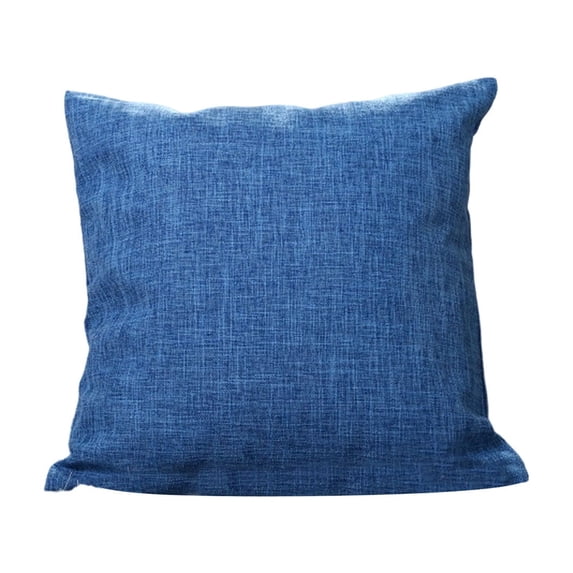 Blue Linen Throw Pillow 45X45Cm With Insert For Sofa Bed Couch Living Room Bedroom Outdoor Decor Zipper Closure Machine Washable